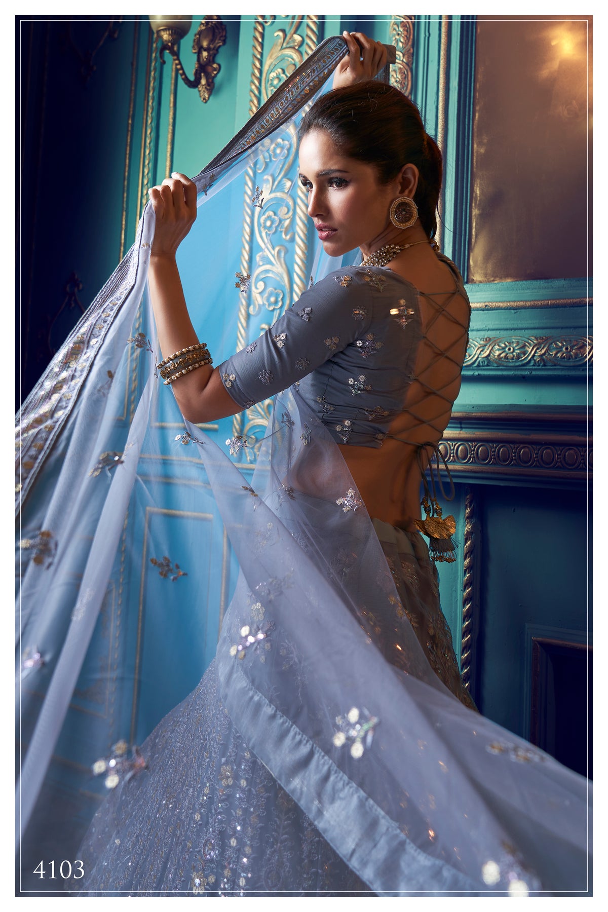 Trending blue grey color designer lehenga choli for wedding buy it now - Joshindia