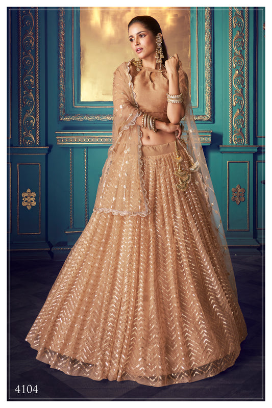 Gorgeous golden color lehenga for wedding look buy it now