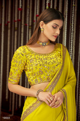Buy trending designer Yellow Color sequins saree at best price online - Joshindia
