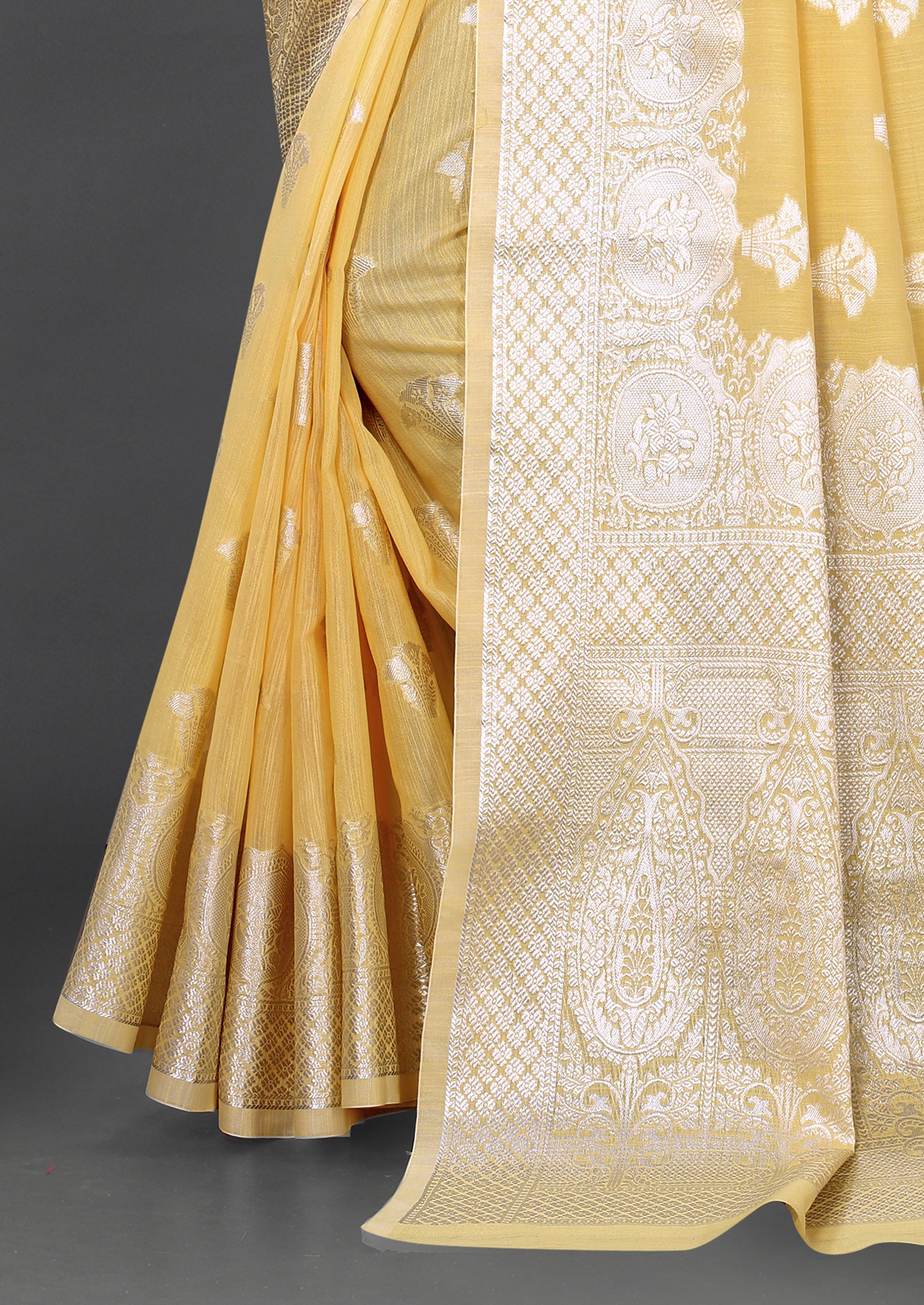 Yellow color banarasi silk saree