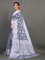 Grey color banarasi silk saree - Joshindia
