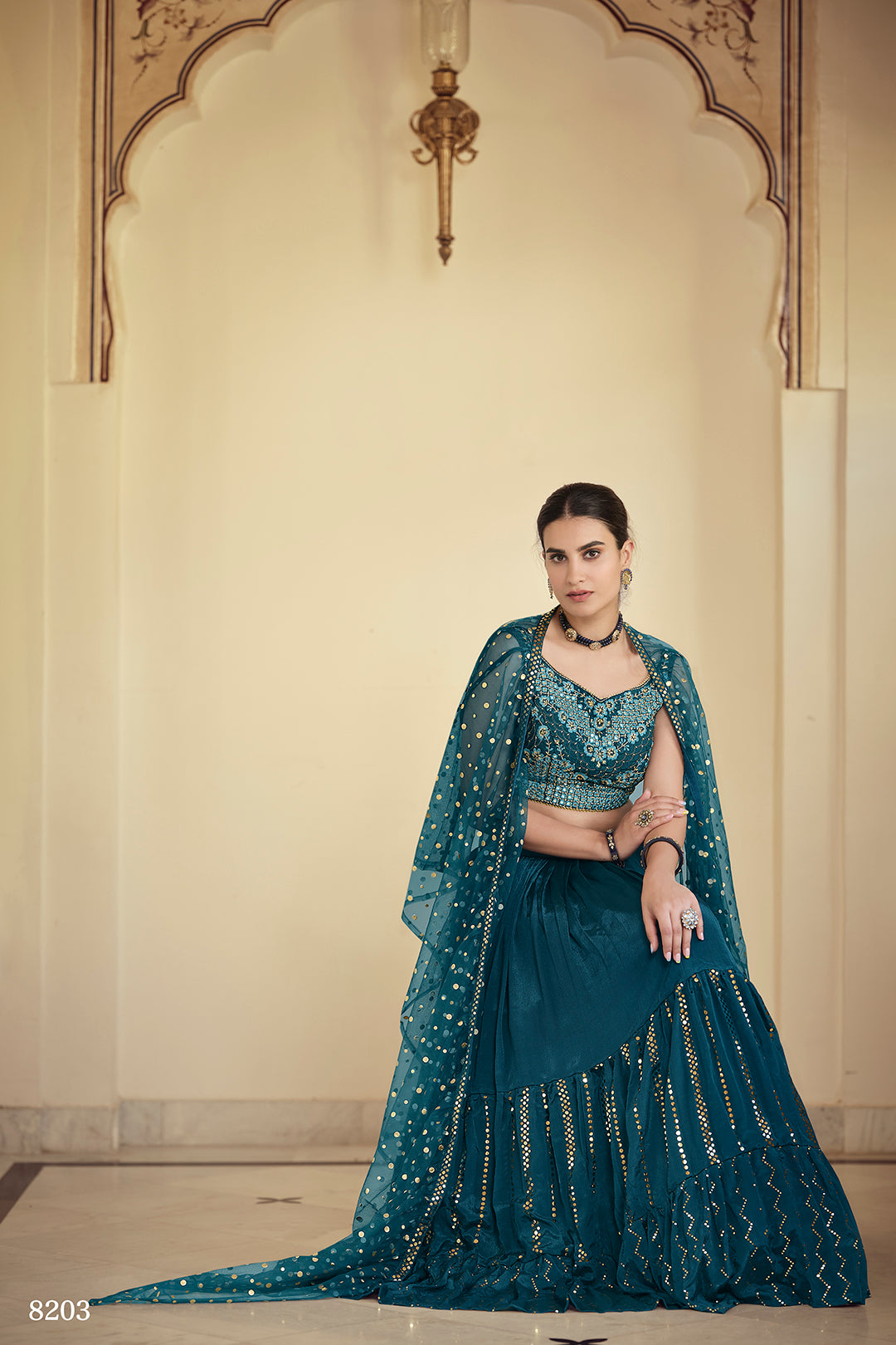 Trending Rama Green Crop Top Lehenga Choli - Joshindia