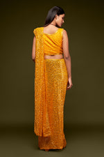 Yellow designer sequins saree for wedding and reception - Joshindia