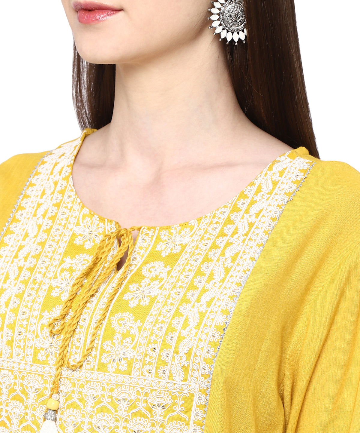 Amazing yellow color Lucknowi style kurta set buy now - Joshindia