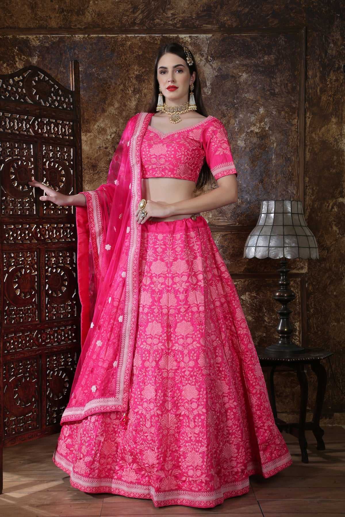 pink color heavy designer lehenga choli for wedding - Joshindia
