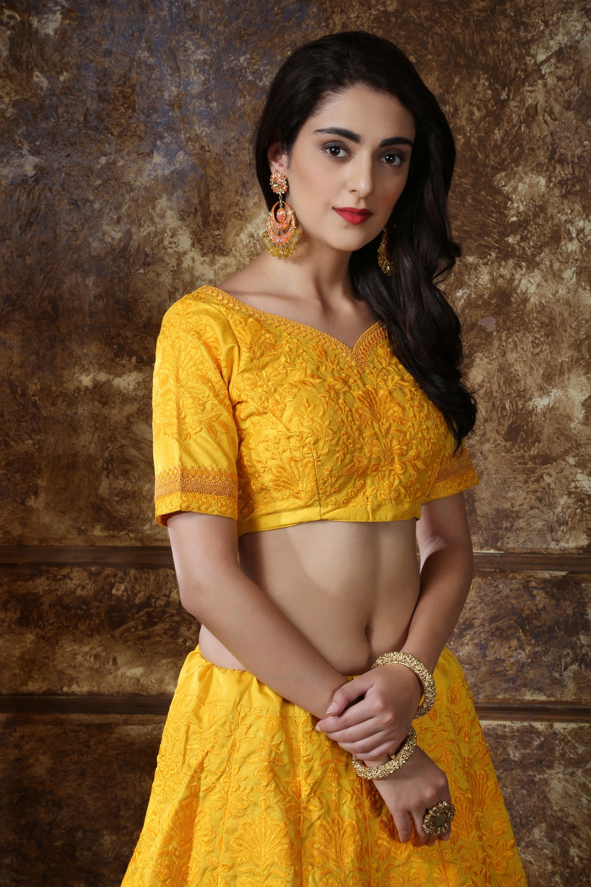 Yellow color designer lehenga choli for haldi function - Joshindia