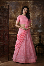 Pink color lucknowi work designer lehenga choli buy online - Joshindia
