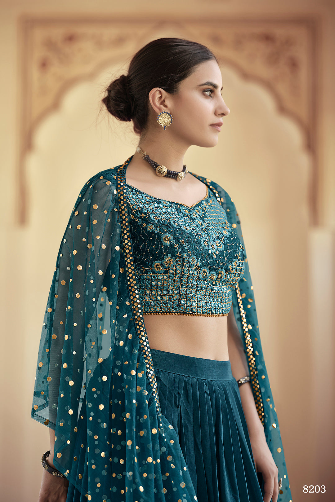 Trending Rama Green Crop Top Lehenga Choli Joshindia