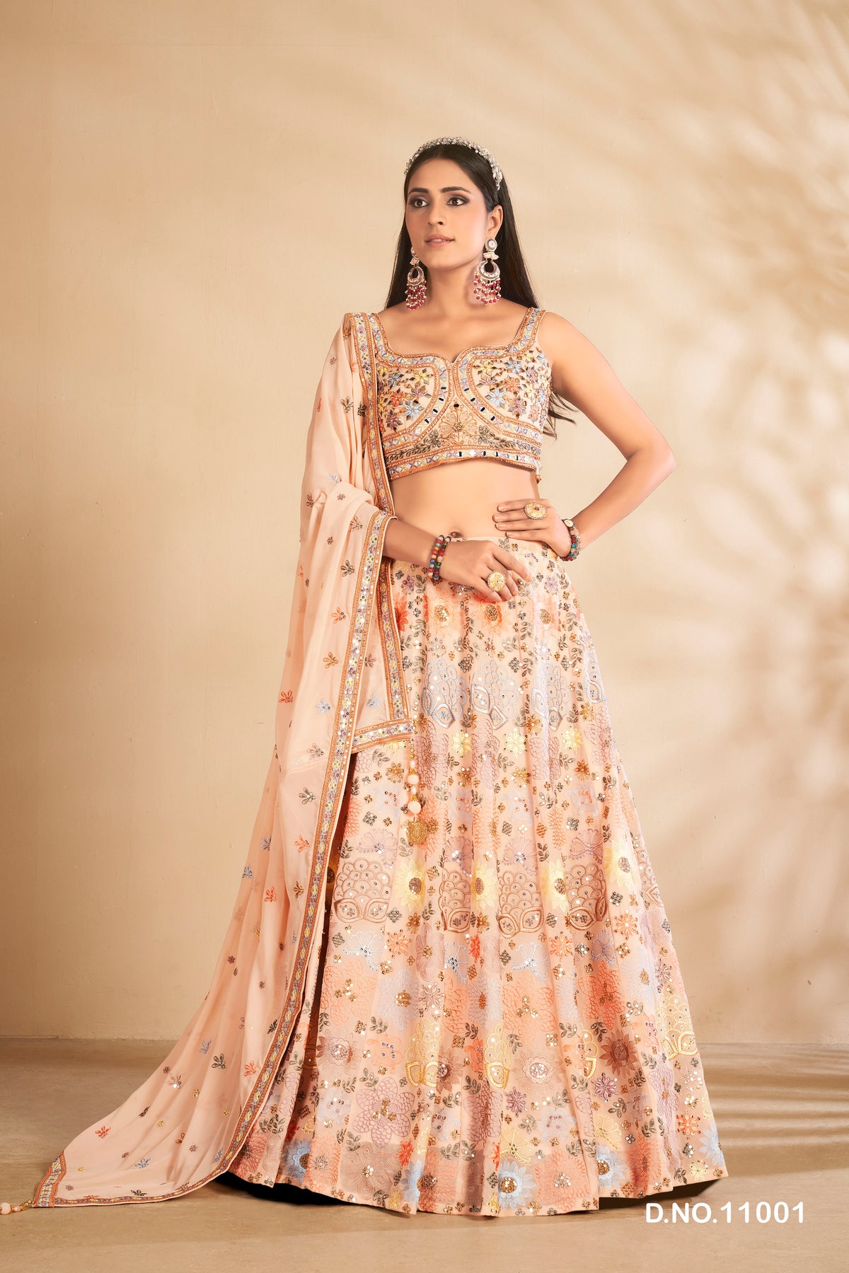 Amazing Peach Color Designer Lehenga Choli For Wedding Look - Joshindia