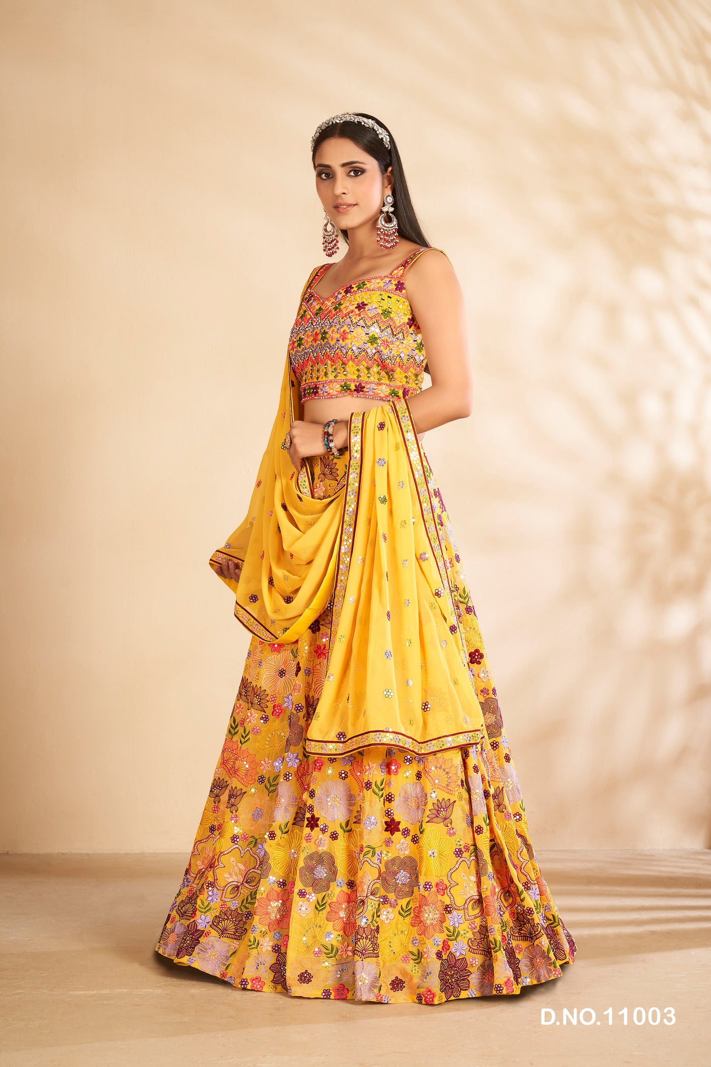 Latest Mustard Color Designer Lehenga Choli For Wedding Look