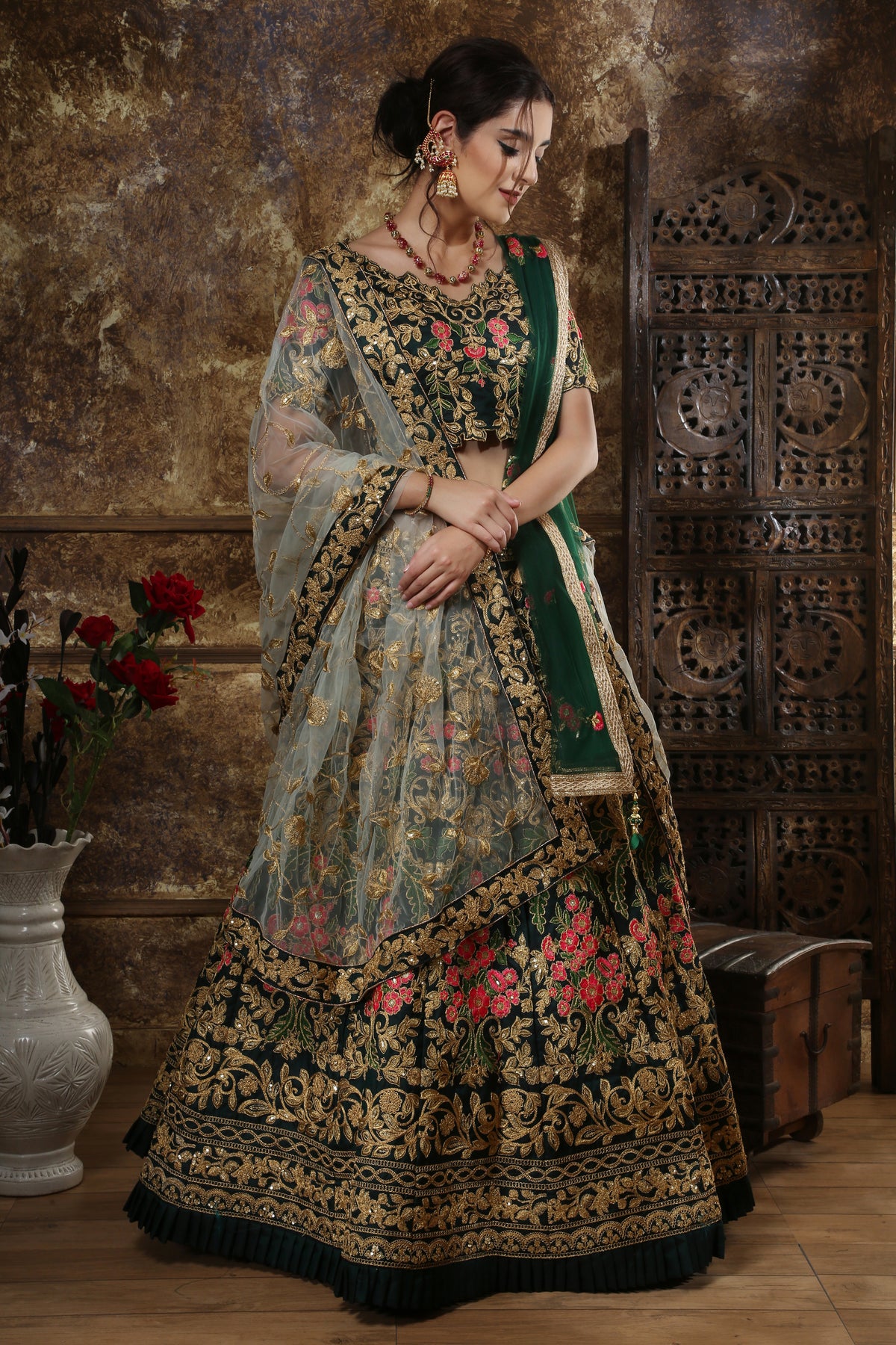 Buy green color heavy designer lehenga choli - Joshindia