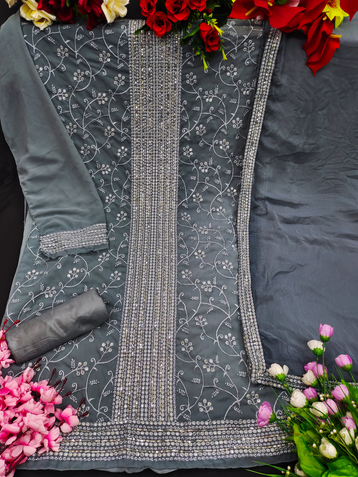 Beautiful Grey color Designer Salwar suit At Best Price - Joshindia