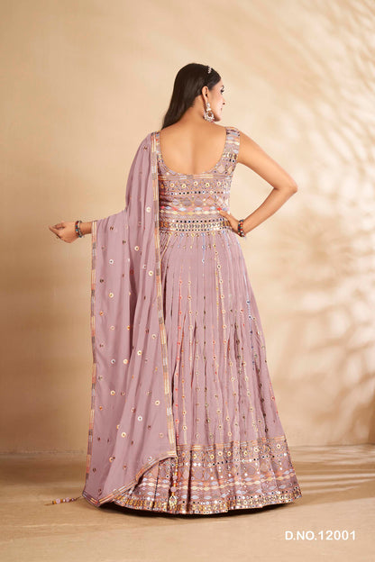 Mauve Color Beautiful Georgette Designer Gown Buy Now