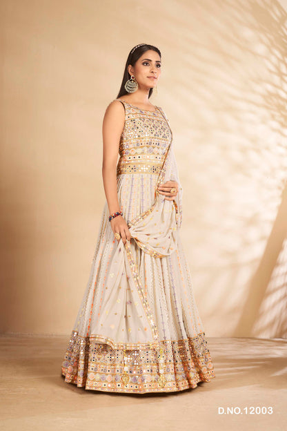 off white color beautiful georgette designer Gown Buy Now