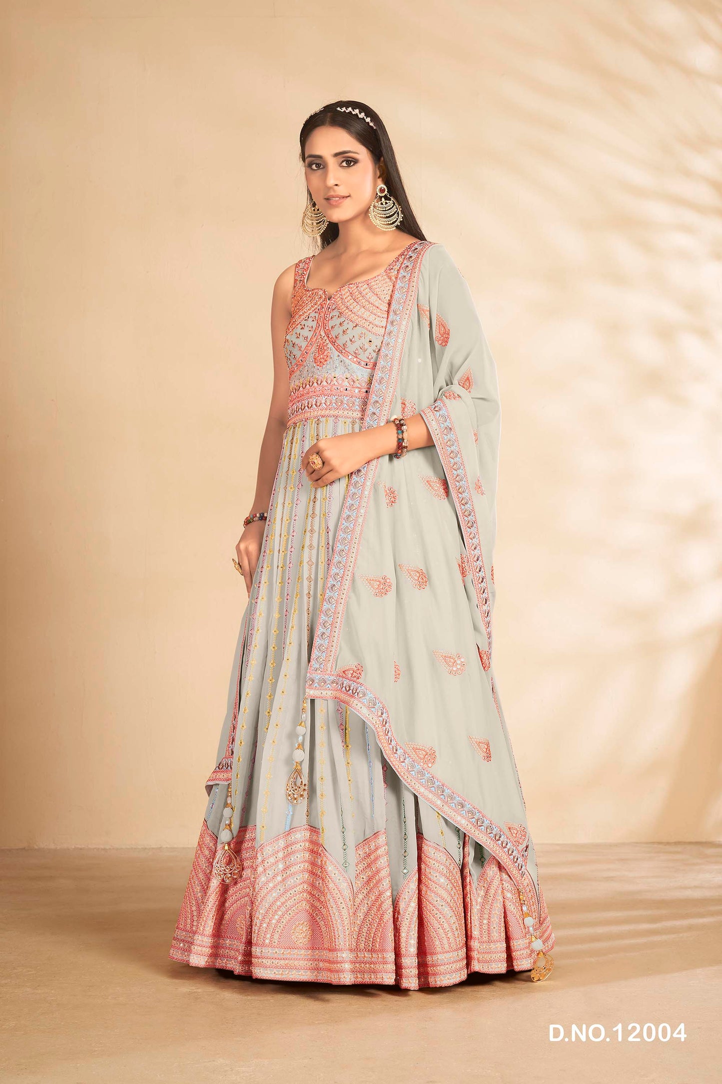 sky blue Color Beautiful Georgette Designer Gown Buy Now