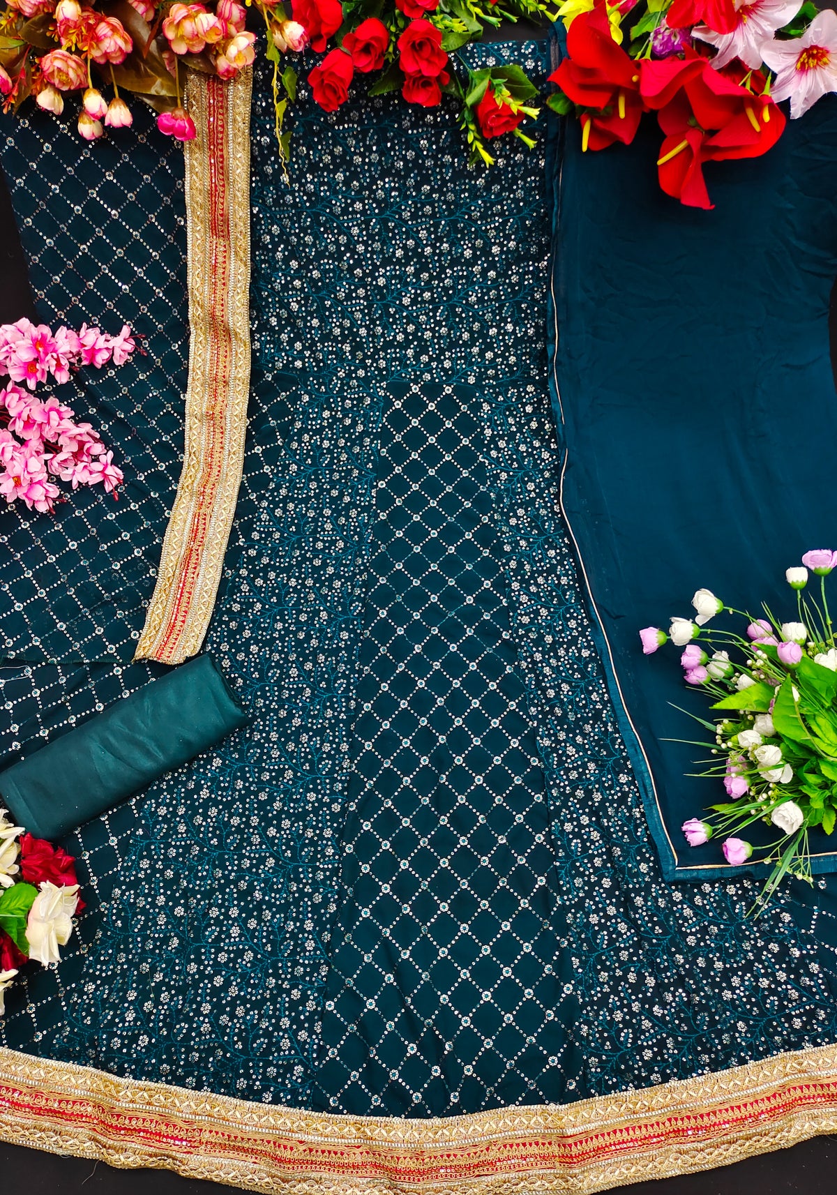 Blue color fancy designer gown for wedding functions - Joshindia