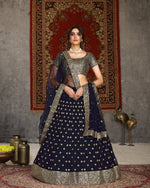 Buy navy blue color sequence designer lehenga choli online - Joshindia