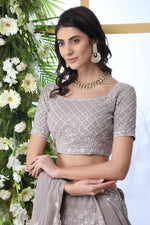 Grey color georgette designer lehenga choli buy now - Joshindia