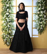 black color designer mirror work lehenga choli - Joshindia