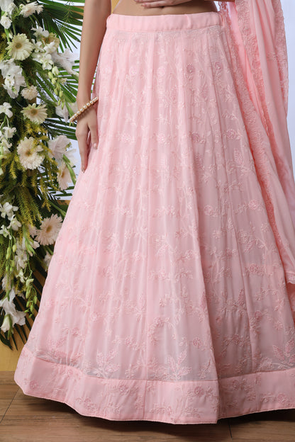 Trendy pink color designer georgette lehenga choli buy now