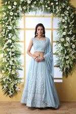 Sky blue color georgette designer lehenga choli buy now - Joshindia