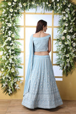 Sky blue color georgette designer lehenga choli buy now - Joshindia