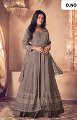 Trending  Greay Color  Designer Long Gown For Best Looks - Joshindia