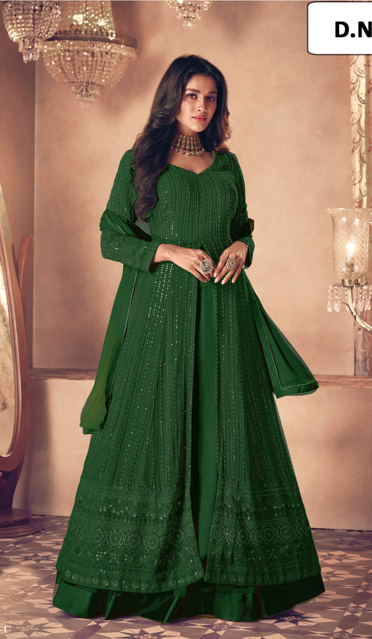 Trending  Dark Green Color  Designer Long Gown For Best Looks