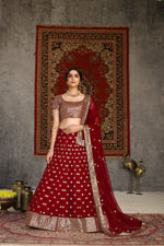Buy red sequence designer lehenga choli online - Joshindia