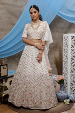 Pearl white color mirror lehenga choli online - Joshindia