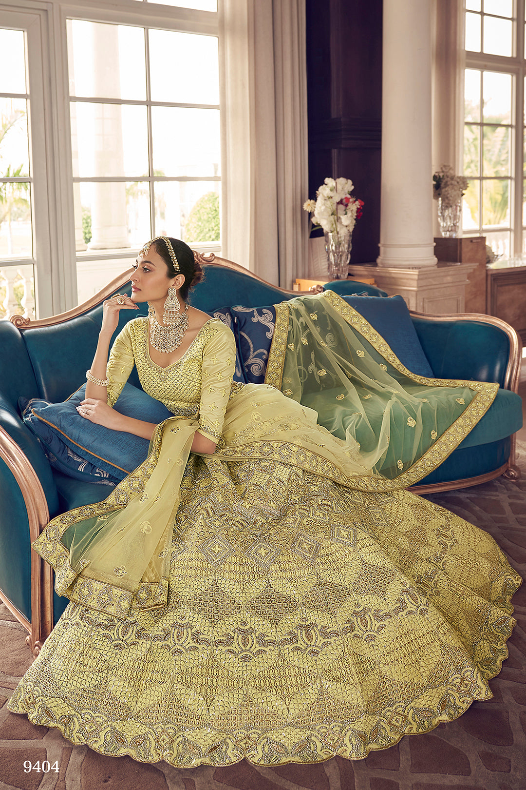 trendy lime yellow bridal designer lehenga choli buy now - Joshindia