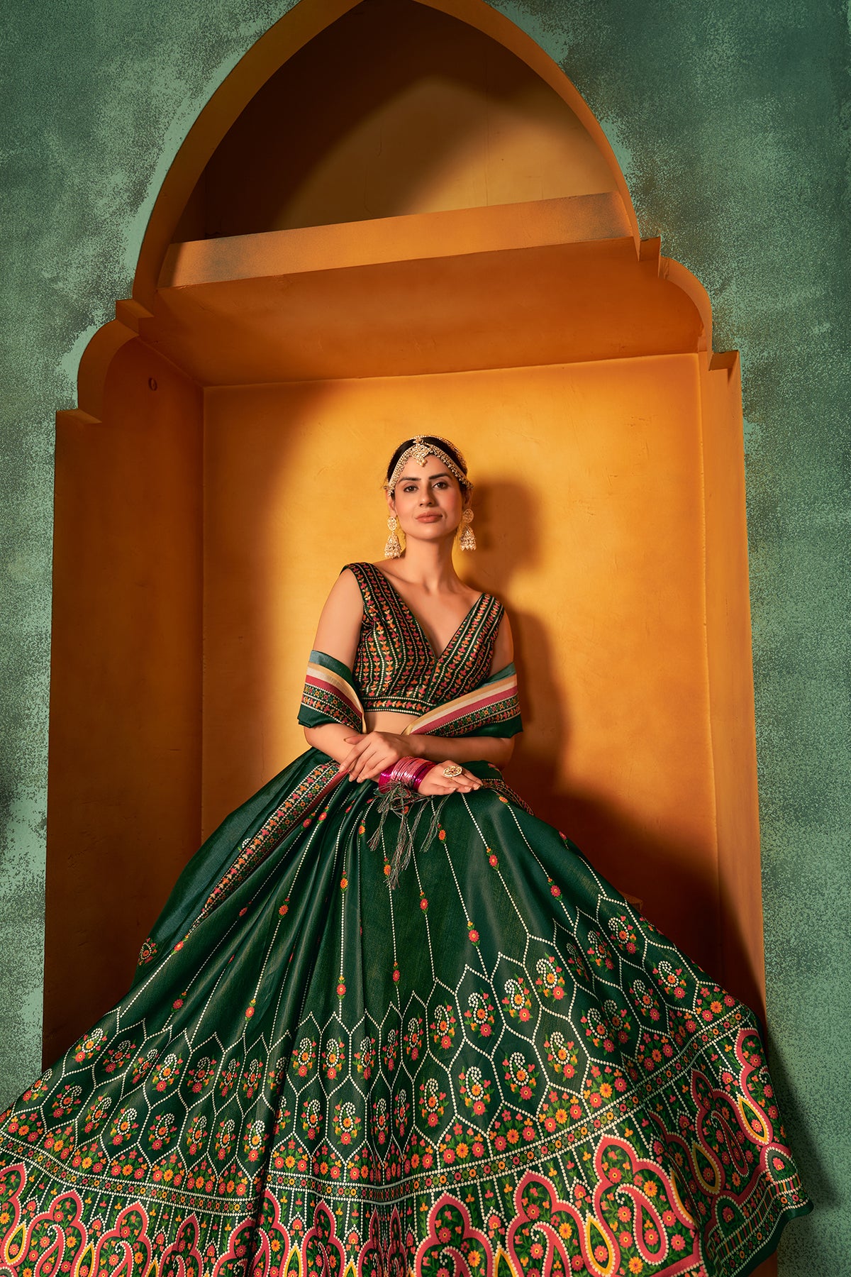 Buy Raw Silk Skirt and Banarasi Brocade Crop Top With Dupatta Online in  India - Etsy