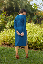 Teal blue color beautiful kurta at best rate - Joshindia