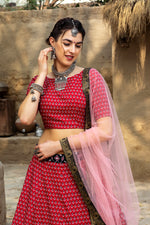 red color printed lehenga choli buy now - Joshindia