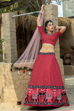 red color printed lehenga choli buy now - Joshindia