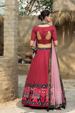 red color printed lehenga choli buy now - Joshindia