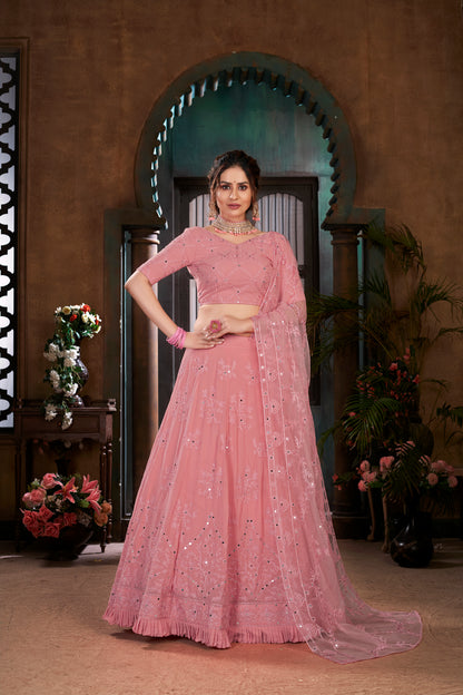 pink color designer lehenga choli at affordable rate
