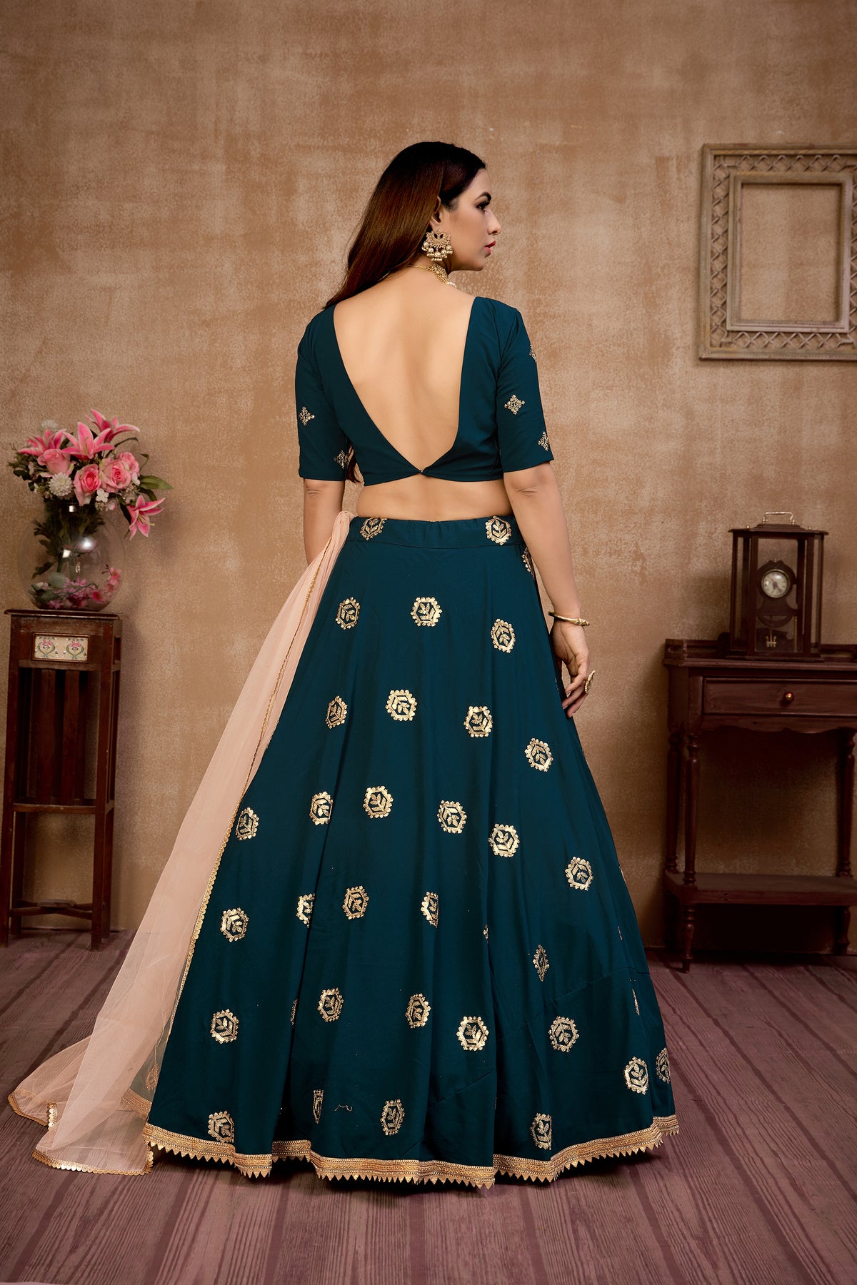 Teal Blue color Georgette designer lehenga choli buy now - Joshindia