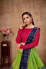 Green color designer ruffle look lehenga for stylish appearance - Joshindia