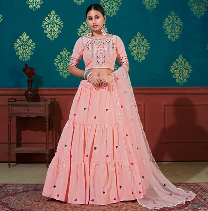 Pink color bollywood designer lehenga choli at affordable price