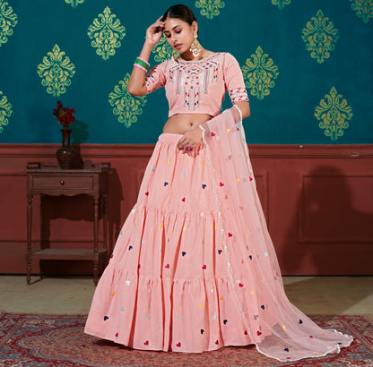Pink color bollywood designer lehenga choli at affordable price