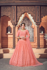 Peach color Latest lehenga choli for wedding and party - Joshindia