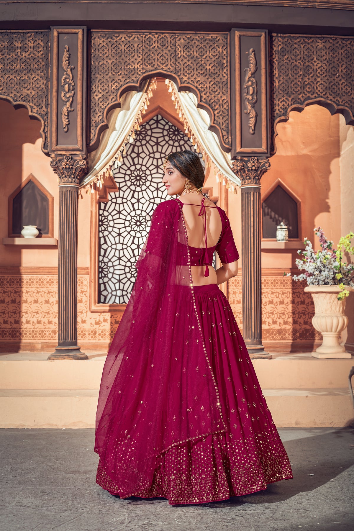 Wine color Latest lehenga choli for wedding and party - Joshindia