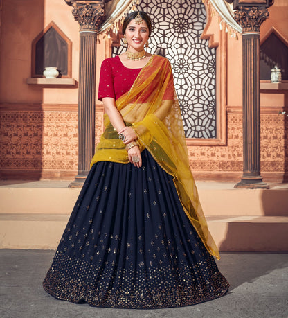 Navy blue color Latest lehenga choli for wedding and party