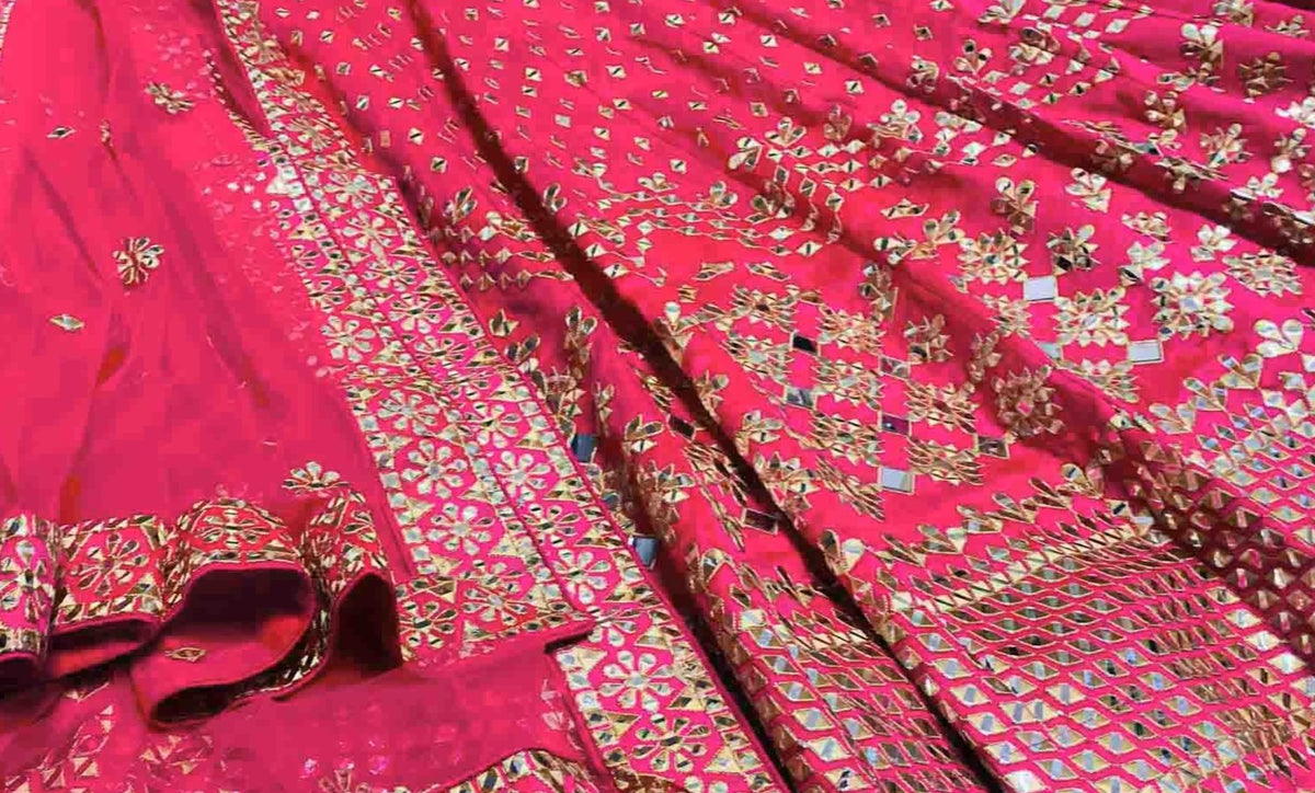 Buy pink color mirror work lehenga choli at affordable price - Joshindia