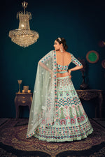 Pista Green color heavy designer lehenga for wedding functions - Joshindia