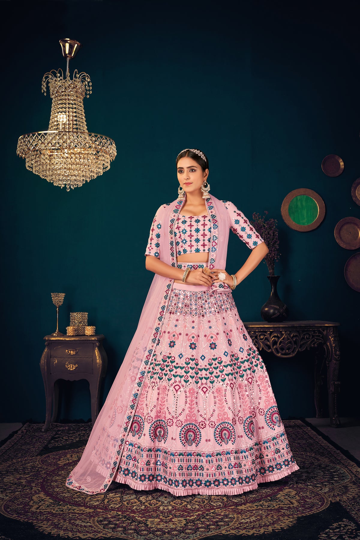 Pink color heavy designer lehenga for wedding functions - Joshindia