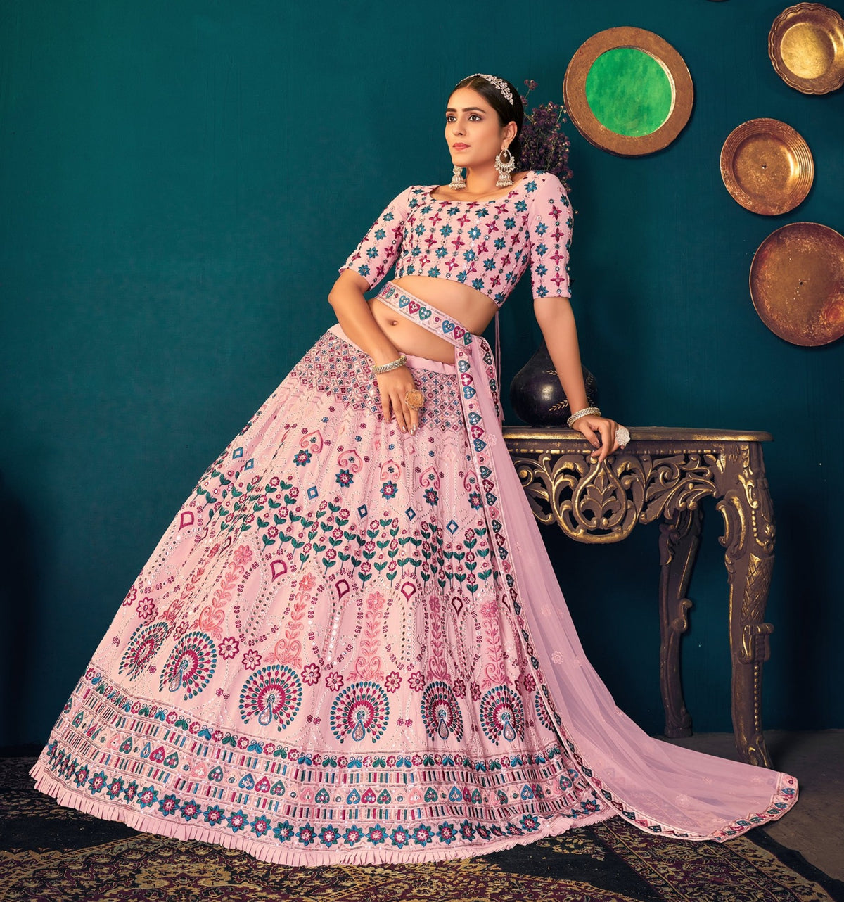 Pink color heavy designer lehenga for wedding functions - Joshindia