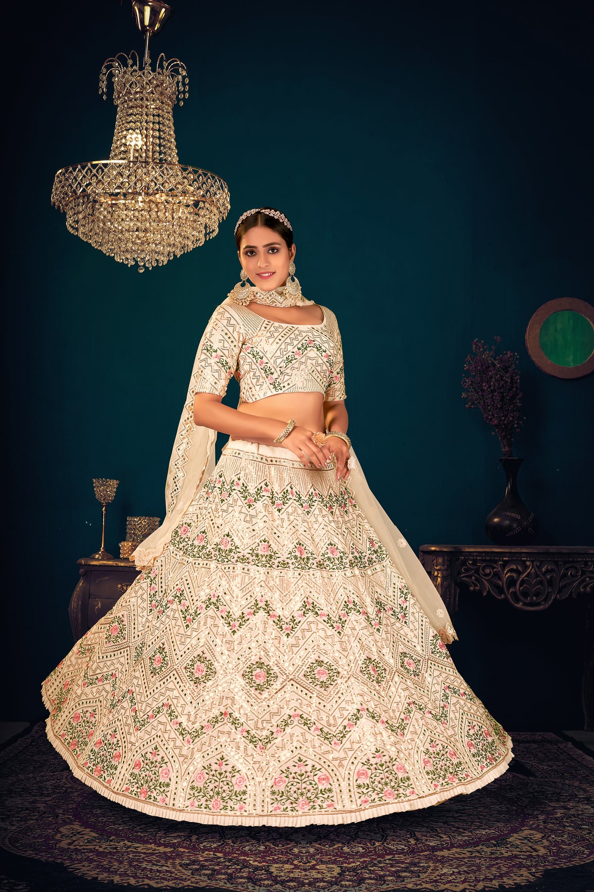 Beige color heavy designer lehenga for wedding functions - Joshindia