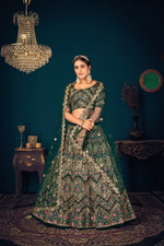 Dark Green color heavy designer lehenga for wedding functions - Joshindia